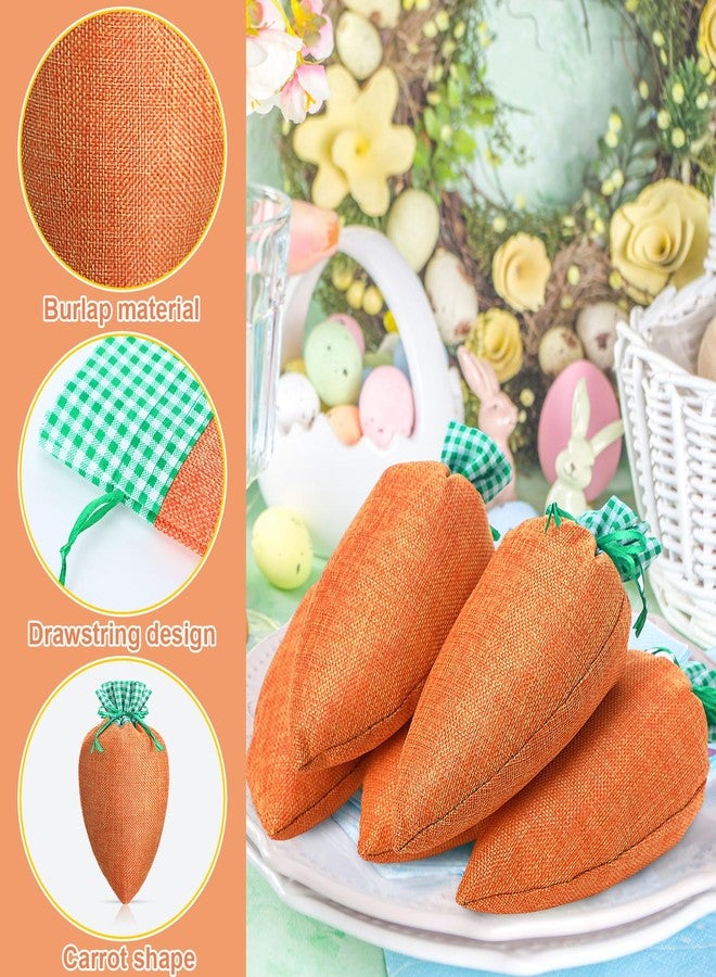 Shinylin 12 Pcs Easter Carrot Gift Bags Easter Fabric Drawstring Bag Carrot Candy Goody Treat Bags for Spring Basket Stuffers Egg Hunt Outdoor Party Favor Supplies, 5 x 9.5 Inch - Image 3